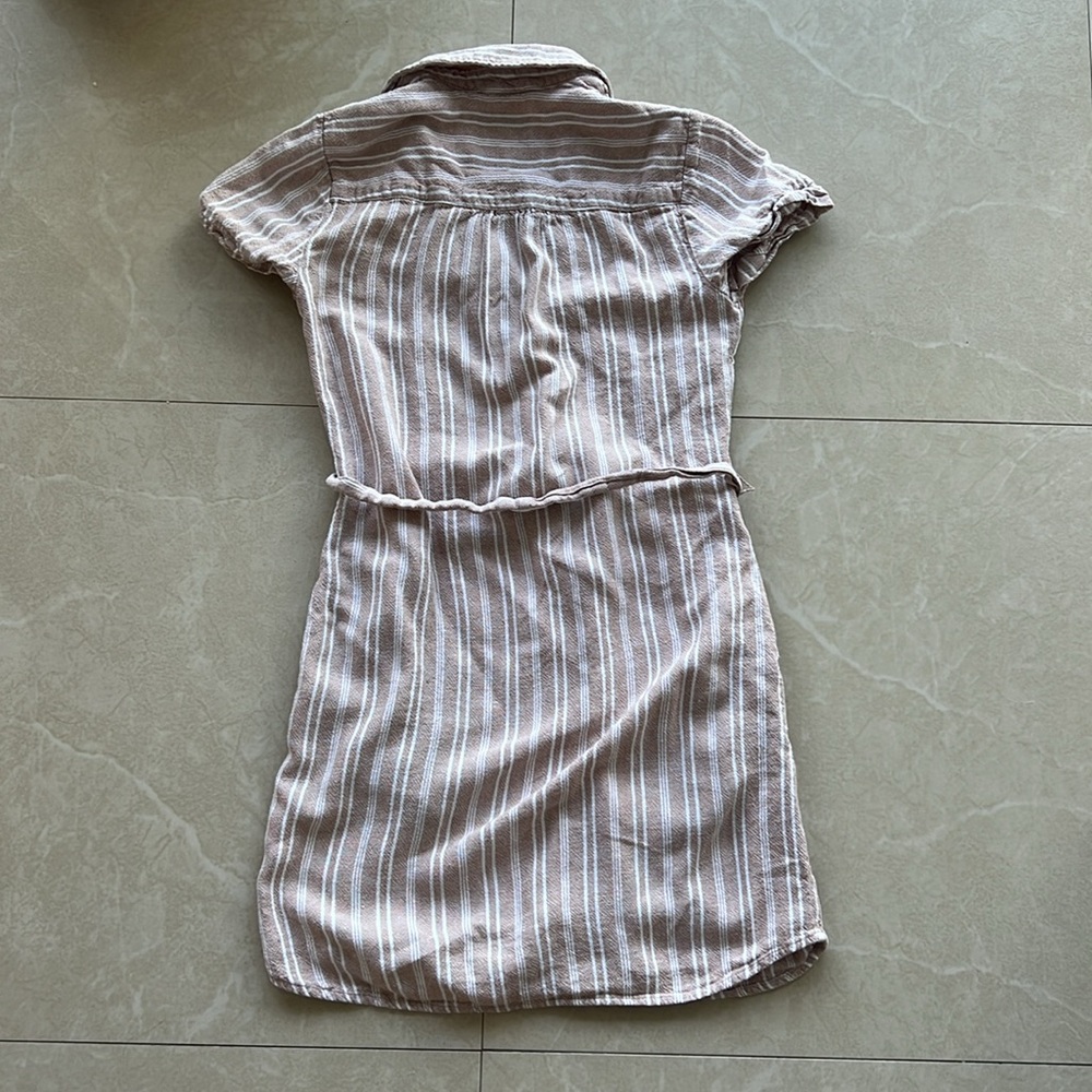 Tan and white stripped button up dress size XXS - Picture 4 of 4